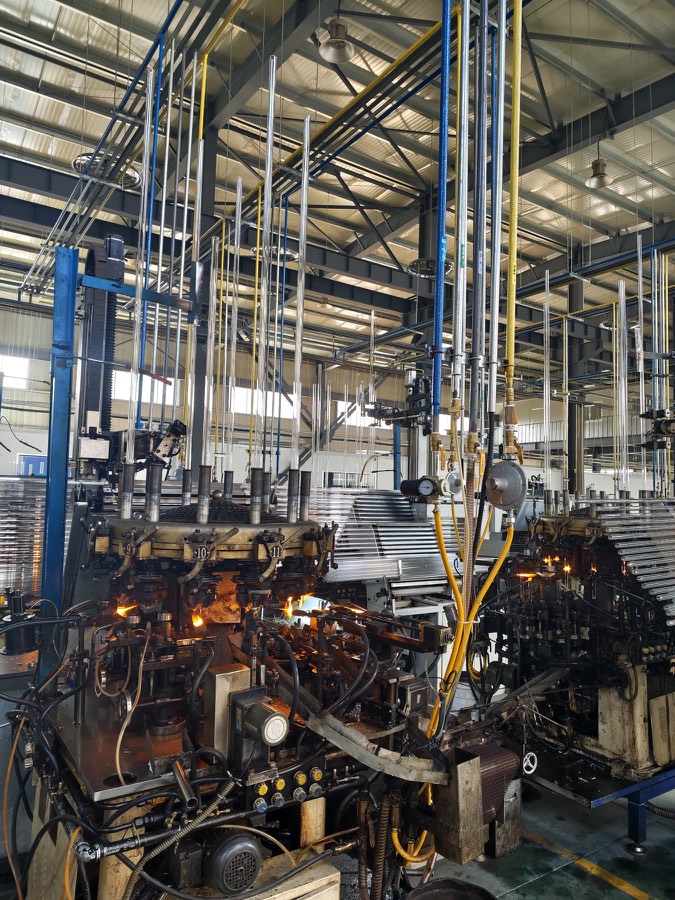 Production line and glass-forming process